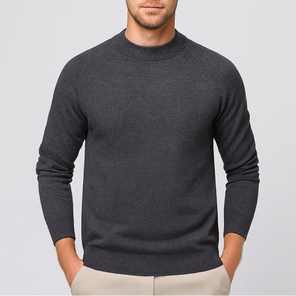 Men's Merino Wool Mock Neck Sweater - Raglan Sleeve Knit Jumper for Casual Wear - Image 2