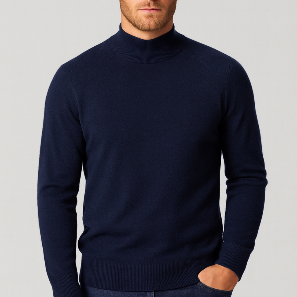 Men's Merino Wool Mock Neck Sweater - Raglan Sleeve Knit Jumper for Casual Wear - Image 5