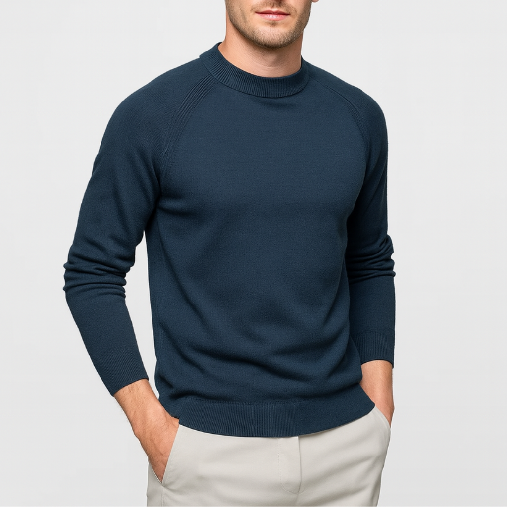Men's Merino Wool Mock Neck Sweater - Raglan Sleeve Knit Jumper for Casual Wear - Image 6
