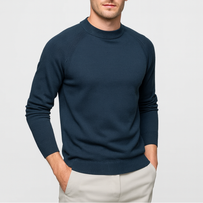 Men's Merino Wool Mock Neck Sweater - Raglan Sleeve Knit Jumper for Casual Wear - Image 6