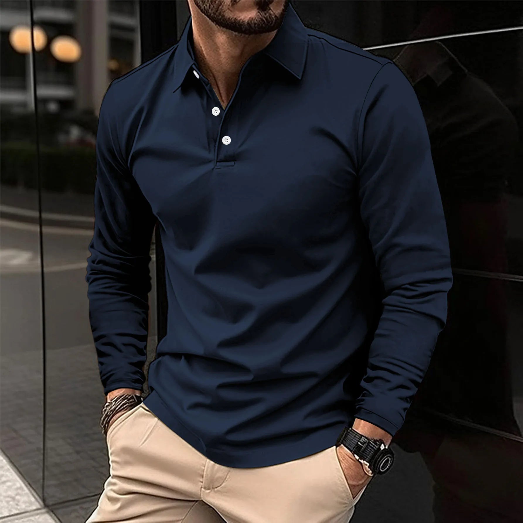 Gideon | Klassisches Langarm-Poloshirt - Image 2