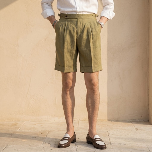 Men's Pleated Shorts | High Waist Turn Up Summer Wear-Men Shorts-Sasha Sydney