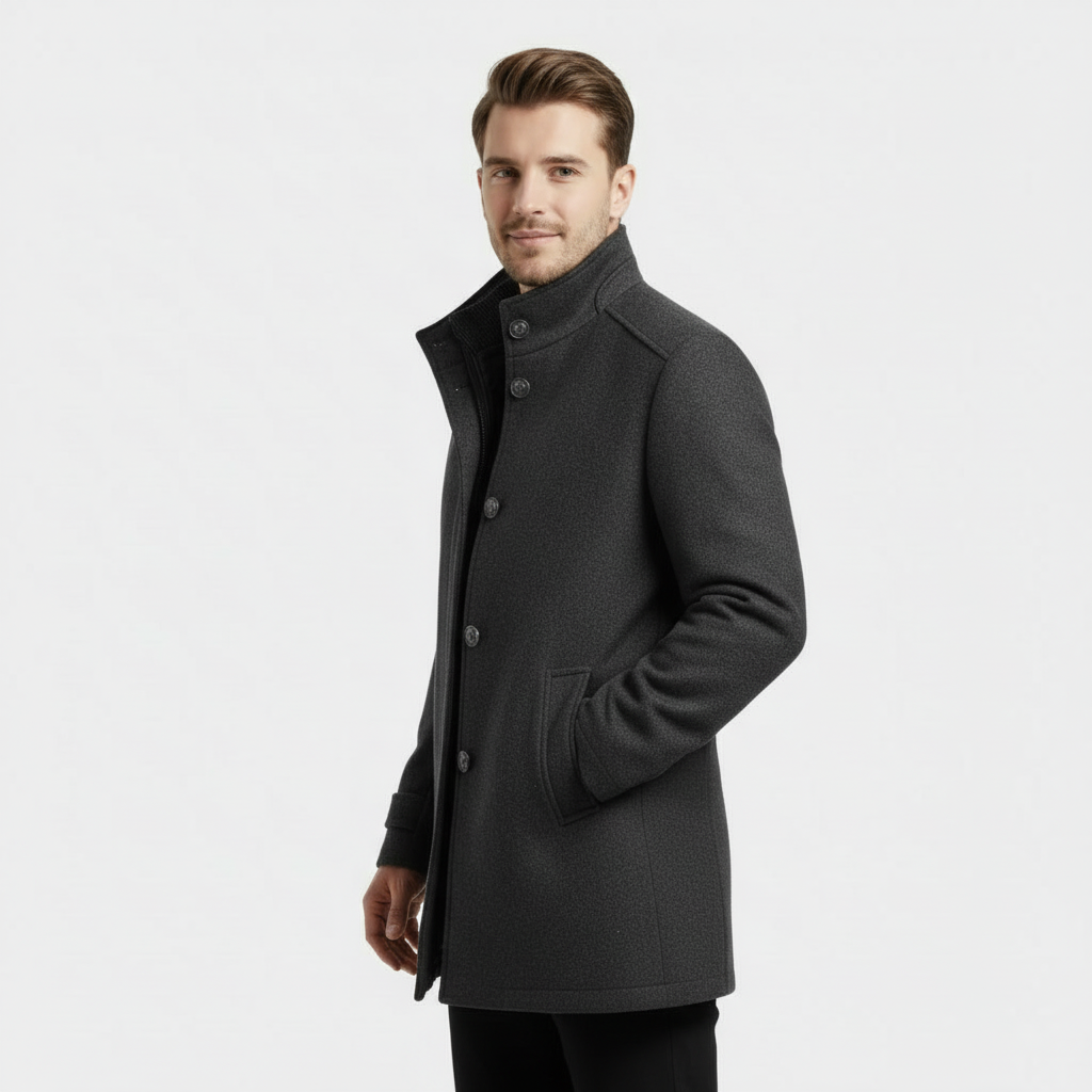 Men's Wool-Blend Stand-Collar Coat with Removable Padded Vest for Versatile Cold Weather Wear - Image 5