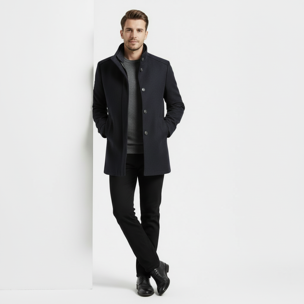 Men's Wool-Blend Stand-Collar Coat with Removable Padded Vest for Versatile Cold Weather Wear - Image 7