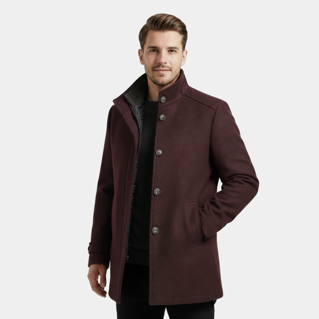 Men's Wool-Blend Stand-Collar Coat with Removable Padded Vest for Versatile Cold Weather Wear - Image 8