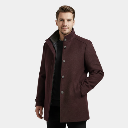 Men's Wool-Blend Stand-Collar Coat with Removable Padded Vest for Versatile Cold Weather Wear - Image 8