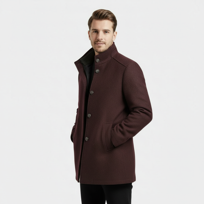 Men's Wool-Blend Stand-Collar Coat with Removable Padded Vest for Versatile Cold Weather Wear - Image 9