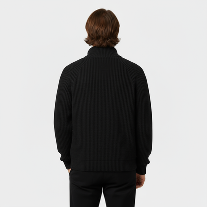 Men's Ribbed Knit Turtleneck Sweater - Full-Zip Jumper for Casual and Smart-Casual Wear - Image 2