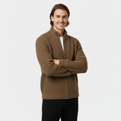 Men's Ribbed Knit Turtleneck Sweater - Full-Zip Jumper for Casual and Smart-Casual Wear - Image 4