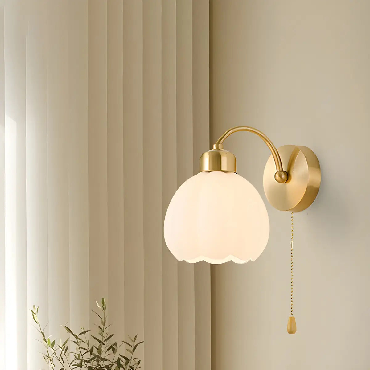 Modern Flower Shade Wall Lamp | Curved Arm Wall Light Interior Lighting-Wall Lamp-Sasha Sydney
