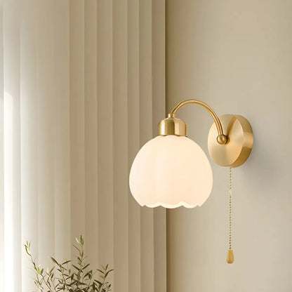Modern Flower Shade Wall Lamp | Curved Arm Wall Light Interior Lighting-Wall Lamp-Sasha Sydney