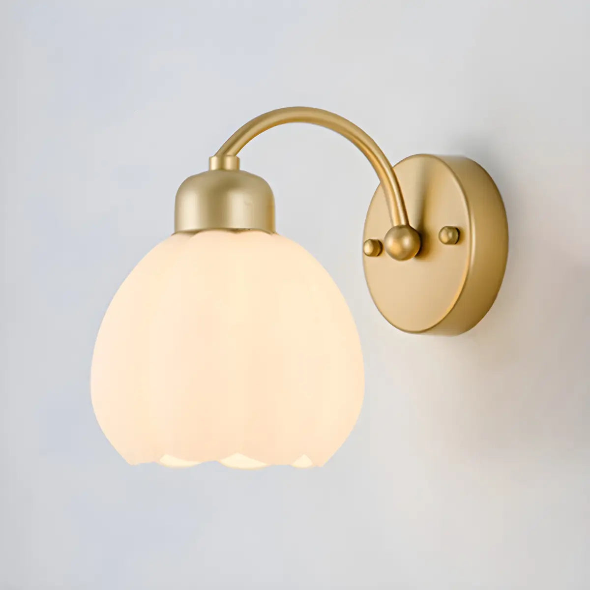 Modern Flower Shade Wall Lamp | Curved Arm Wall Light Interior Lighting-Wall Lamp-Sasha Sydney