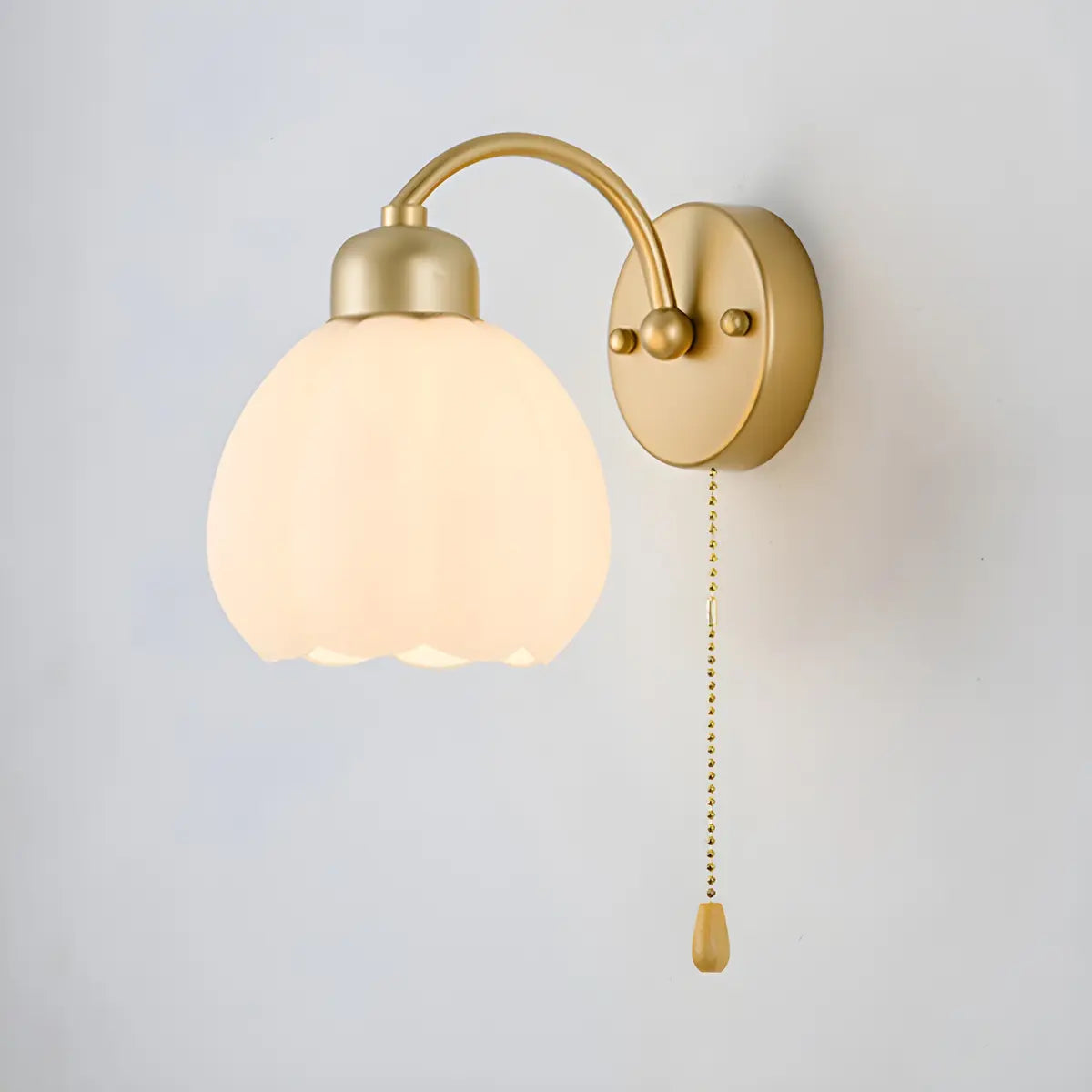 Modern Flower Shade Wall Lamp | Curved Arm Wall Light Interior Lighting-Wall Lamp-Sasha Sydney