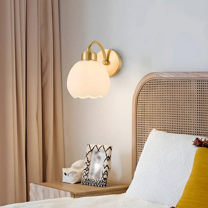 Modern Flower Shade Wall Lamp | Curved Arm Wall Light Interior Lighting-Wall Lamp-Sasha Sydney