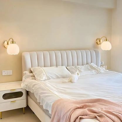 Modern Flower Shade Wall Lamp | Curved Arm Wall Light Interior Lighting-Wall Lamp-Sasha Sydney