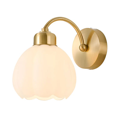 Modern Flower Shade Wall Lamp | Curved Arm Wall Light Interior Lighting-Wall Lamp-Sasha Sydney