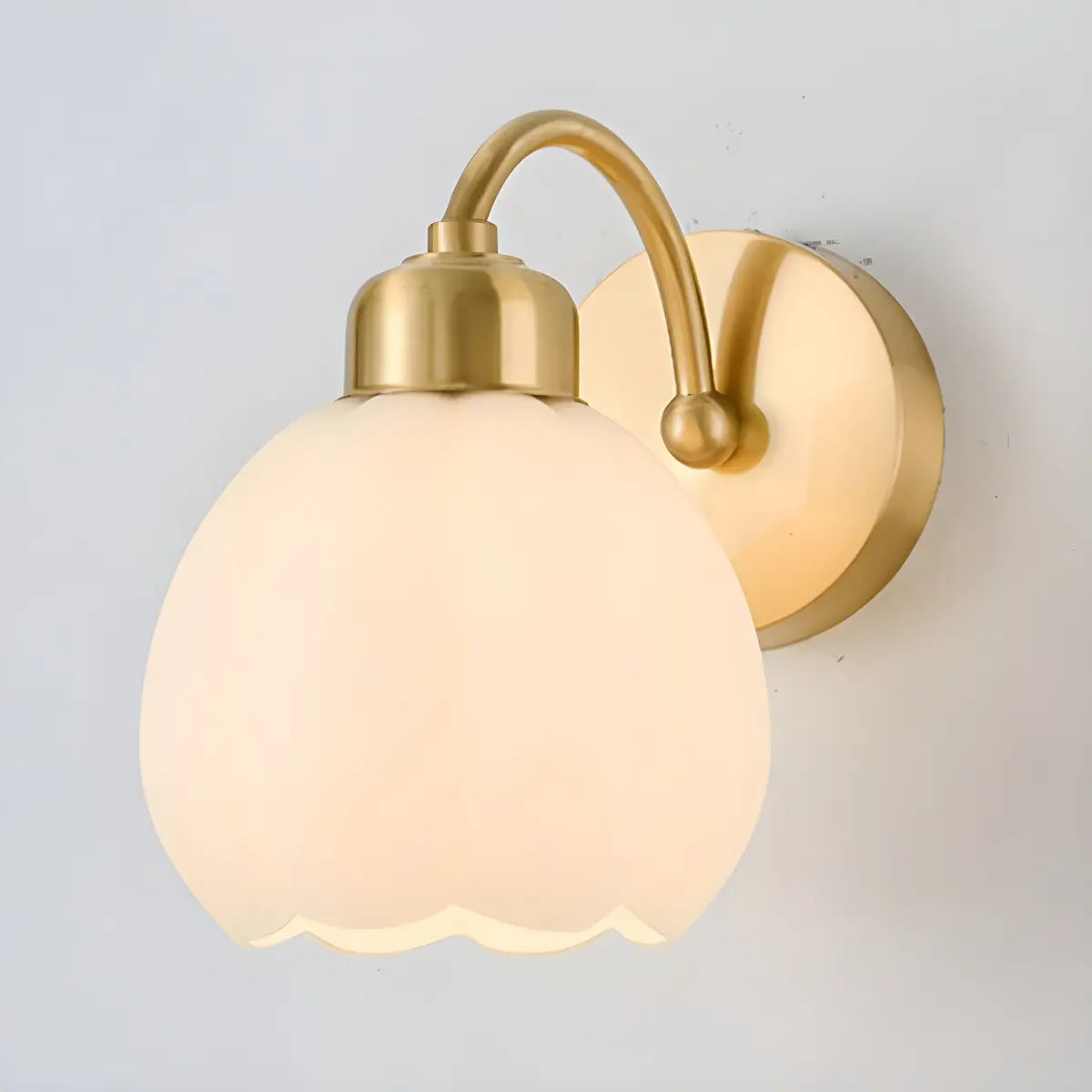 Modern Flower Shade Wall Lamp | Curved Arm Wall Light Interior Lighting-Wall Lamp-Sasha Sydney