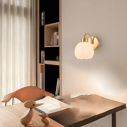 Modern Flower Shade Wall Lamp | Curved Arm Wall Light Interior Lighting-Wall Lamp-Sasha Sydney