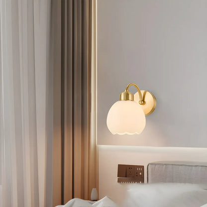 Modern Flower Shade Wall Lamp | Curved Arm Wall Light Interior Lighting-Wall Lamp-Sasha Sydney