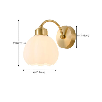 Modern Flower Shade Wall Lamp | Curved Arm Wall Light Interior Lighting-Wall Lamp-Sasha Sydney