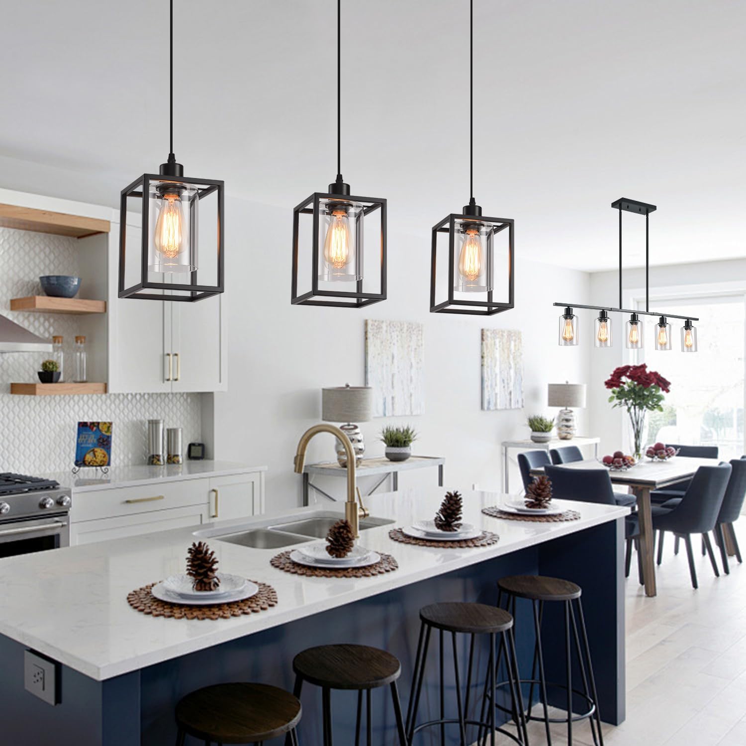 Modern Geometric Pendant Light | Glass Shade Hanging Lamp Interior Lighting-Ceiling Light-Sasha Sydney