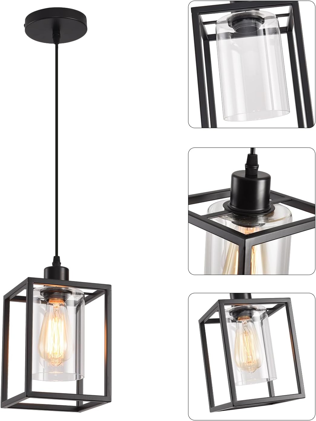 Modern Geometric Pendant Light | Glass Shade Hanging Lamp Interior Lighting-Ceiling Light-Sasha Sydney