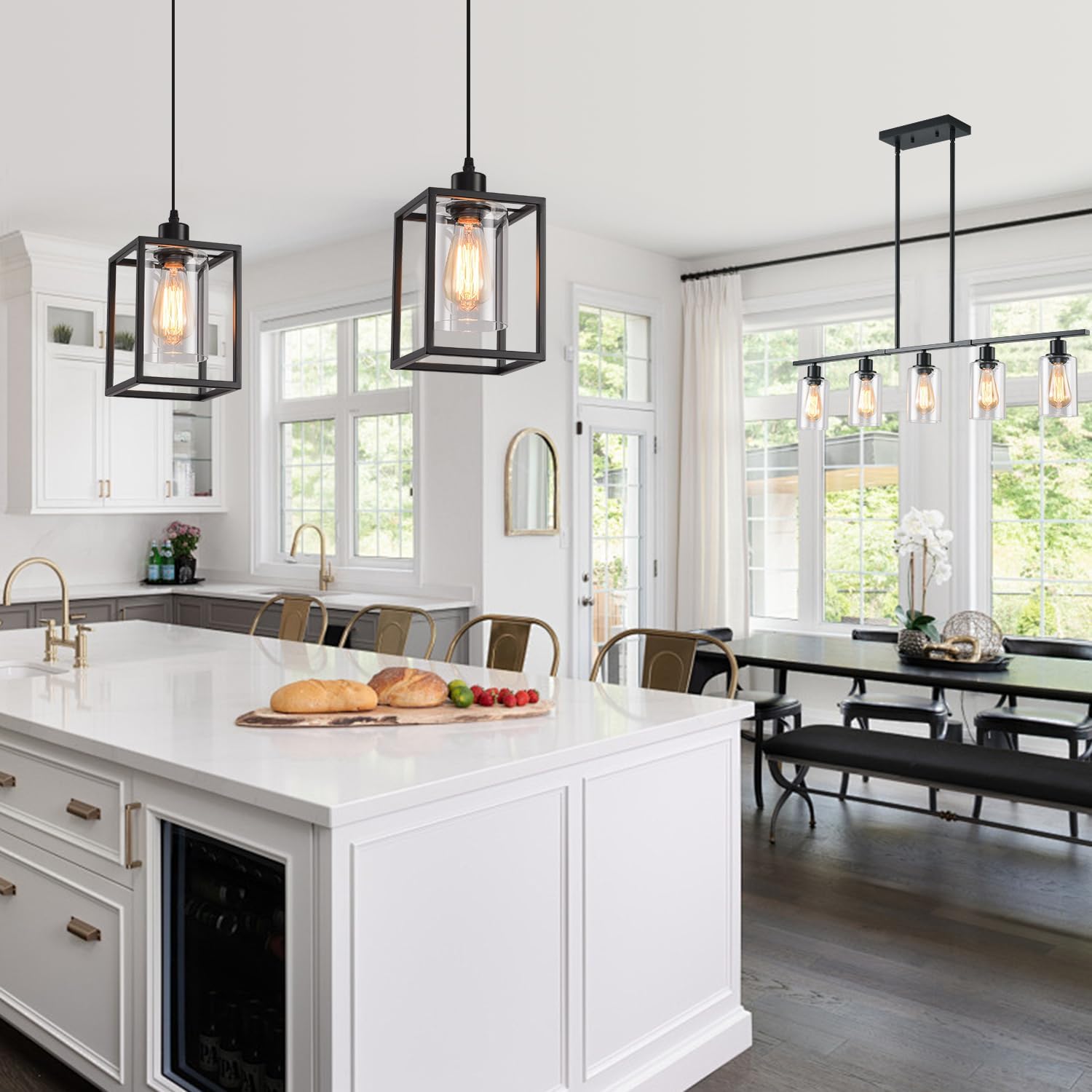 Modern Geometric Pendant Light | Glass Shade Hanging Lamp Interior Lighting-Ceiling Light-Sasha Sydney