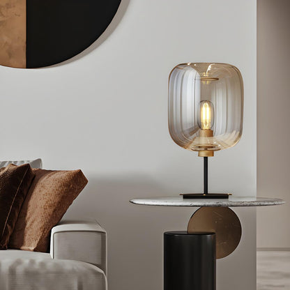 Modern Glass Table Lamp | Cylindrical Shade Table Light Interior Lighting-Table Lamp-Sasha Sydney