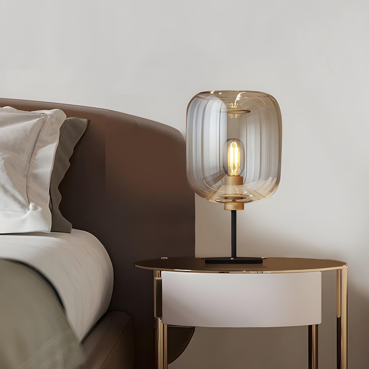Modern Glass Table Lamp | Cylindrical Shade Table Light Interior Lighting-Table Lamp-Sasha Sydney