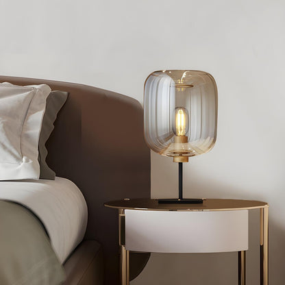 Modern Glass Table Lamp | Cylindrical Shade Table Light Interior Lighting-Table Lamp-Sasha Sydney
