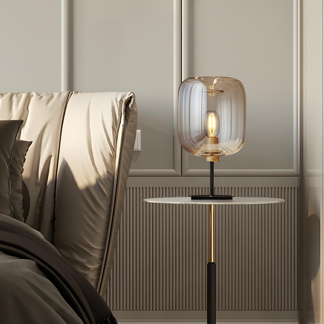 Modern Glass Table Lamp | Cylindrical Shade Table Light Interior Lighting-Table Lamp-Sasha Sydney