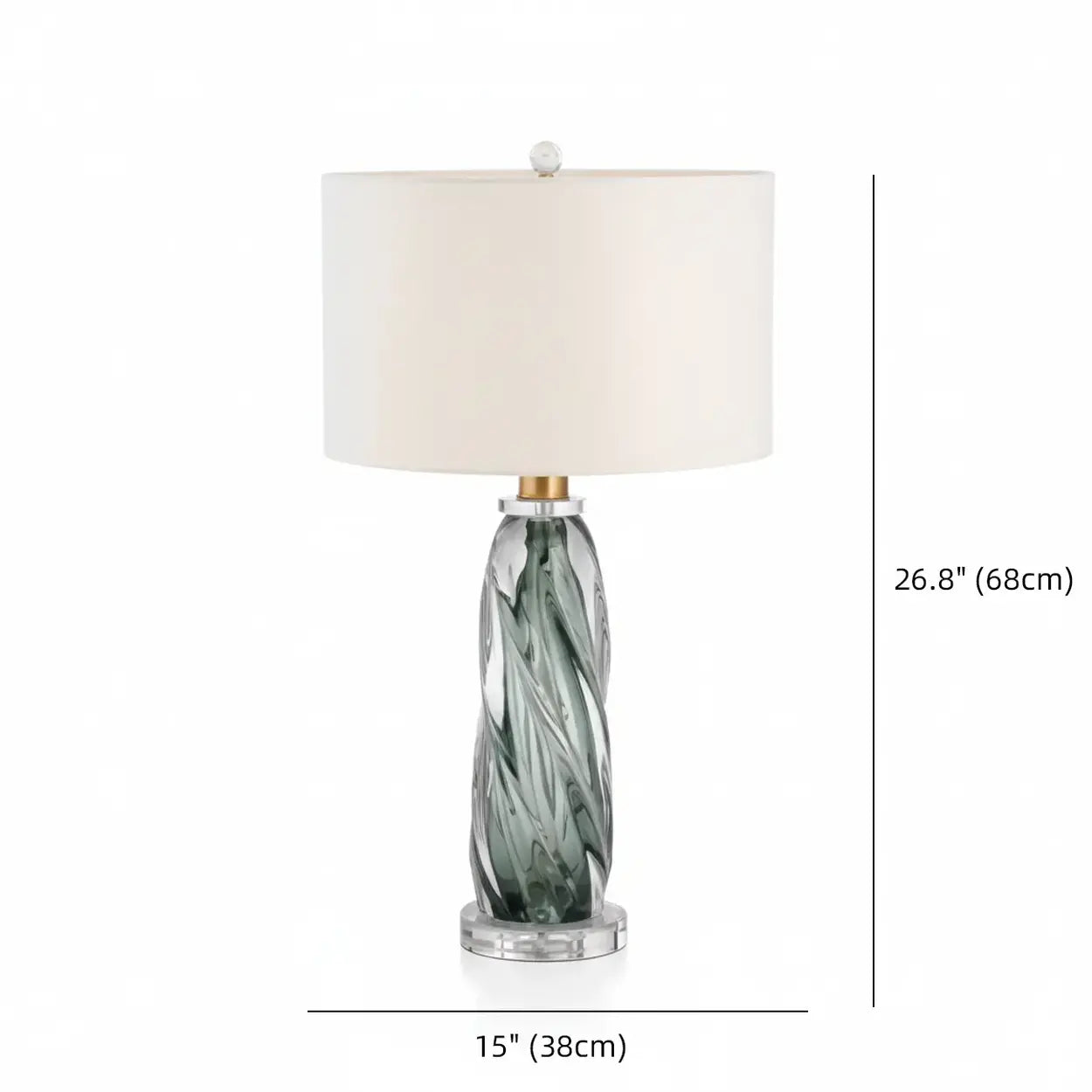 Modern Twisted Glass Table Lamp | Drum Shade Table Light Interior Lighting-Table Lamp-Sasha Sydney