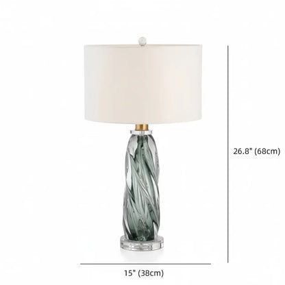 Modern Twisted Glass Table Lamp | Drum Shade Table Light Interior Lighting-Table Lamp-Sasha Sydney