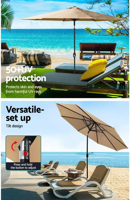 Patio Market Umbrella | Crank Lift Outdoor Garden Shade-Outdoor Umbrella-Sasha Sydney