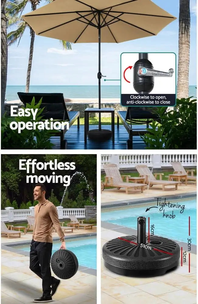 Patio Market Umbrella | Crank Lift Outdoor Garden Shade-Outdoor Umbrella-Sasha Sydney