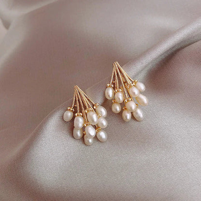 Pearl Drop Earrings | Cluster Teardrop Stud Everyday Occasion Jewellery-Women Earrings-Sasha Sydney