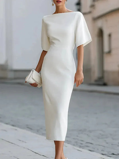 Women's Boat Neck Midi Dress | Ruffle Sleeve · Sasha Sydney