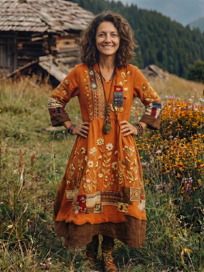 Women's Boho Midi Dress | Floral Embroidered · Sasha Sydney