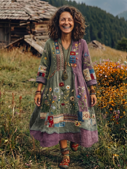Women's Boho Midi Dress | Floral Embroidered · Sasha Sydney