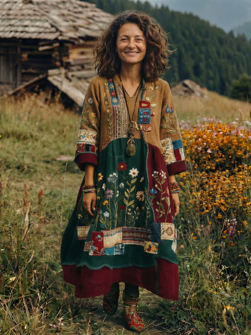 Women's Boho Midi Dress | Floral Embroidered · Sasha Sydney