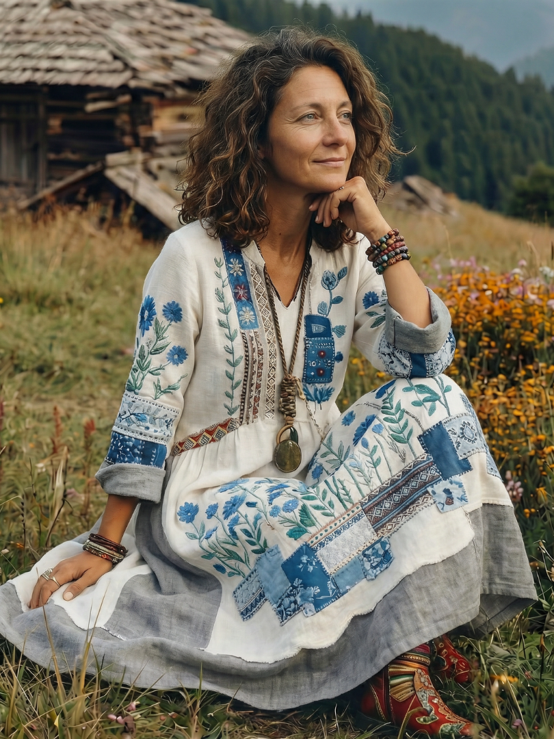 Women's Boho Midi Dress | Floral Embroidered · Sasha Sydney