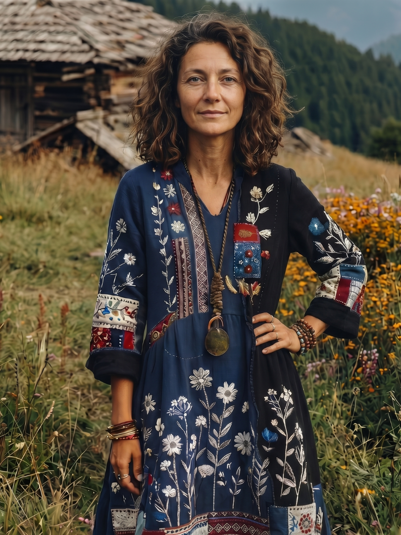 Women's Boho Midi Dress | Floral Embroidered · Sasha Sydney
