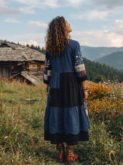 Women's Boho Midi Dress | Floral Embroidered · Sasha Sydney