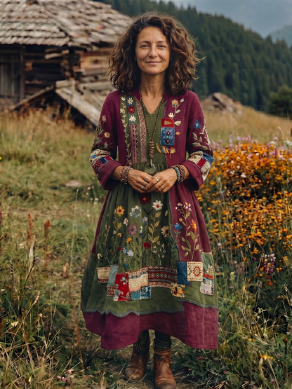 Women's Boho Midi Dress | Floral Embroidered · Sasha Sydney