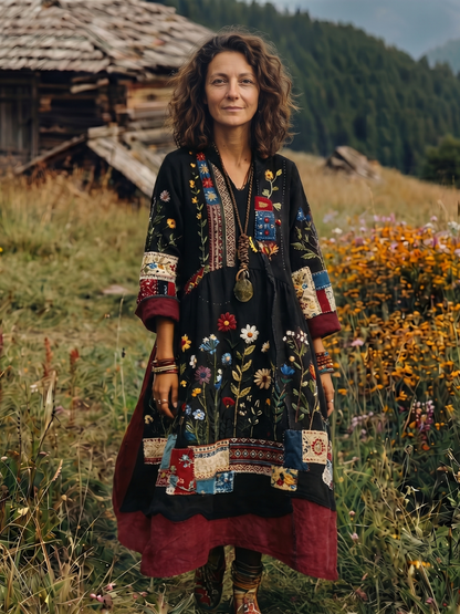 Women's Boho Midi Dress | Floral Embroidered · Sasha Sydney