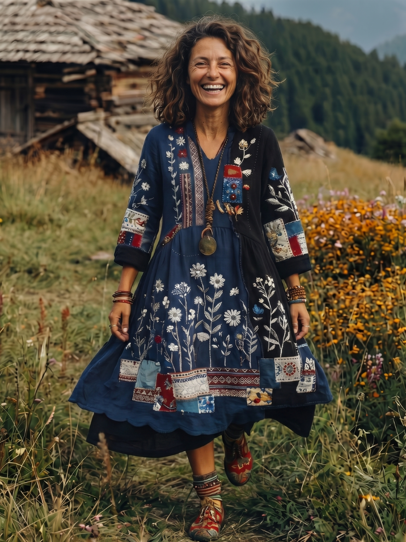 Women's Boho Midi Dress | Floral Embroidered · Sasha Sydney