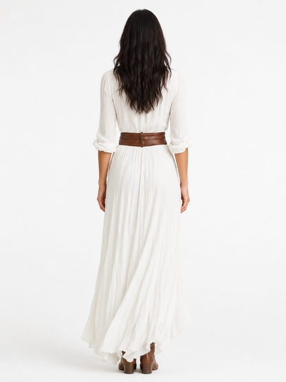 Women's Button-Down Maxi Dress | Ruched Waist · Sasha Sydney