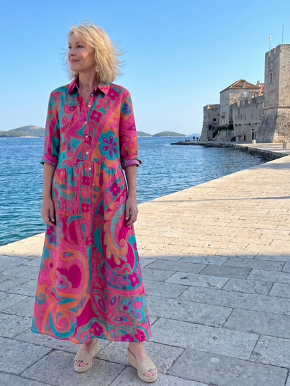 Women's Button-Front Midi Dress | Floral Print · Sasha Sydney