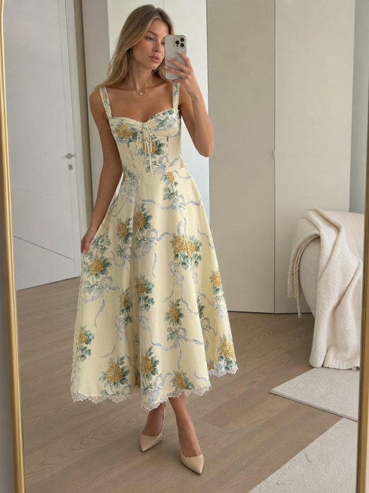 Women's Corset Midi Dress | Floral Print · Sasha Sydney