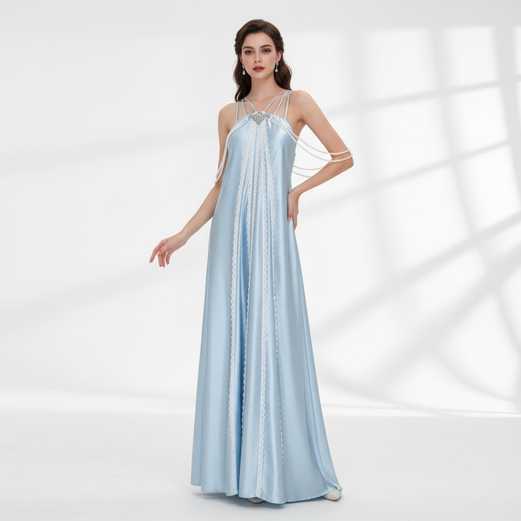 Women's Halter Maxi Dress | Beaded Detail · Sasha Sydney